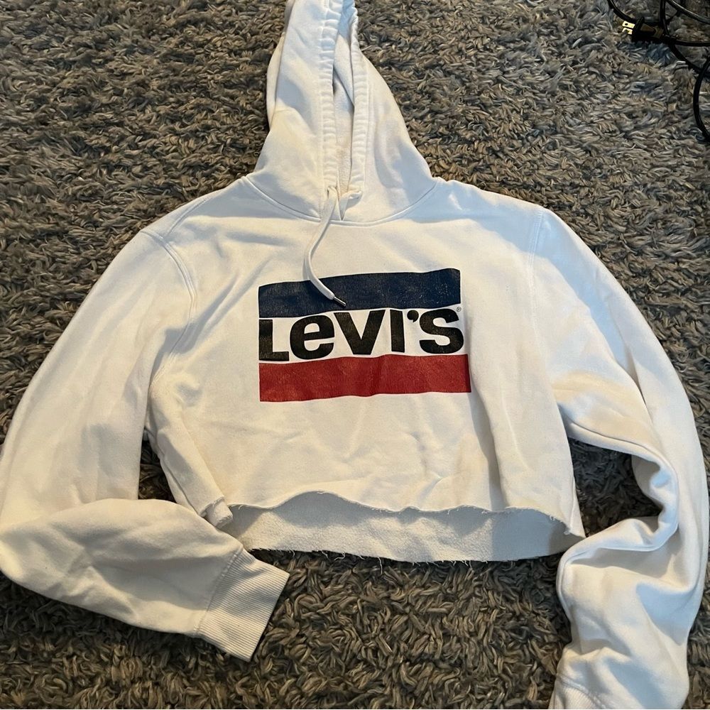 Levis Cropped white hoodie size small